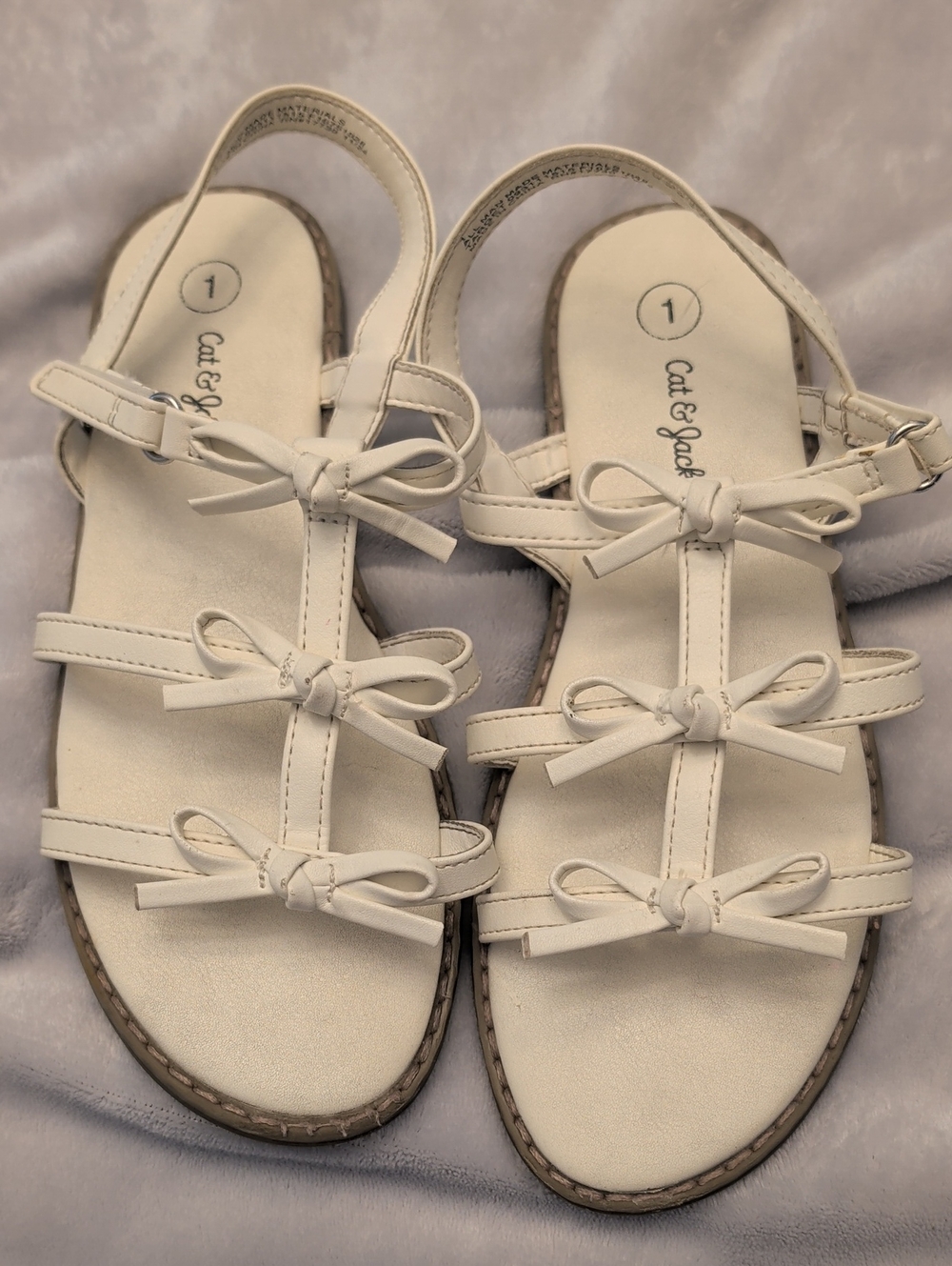 Cat & Jack White Bow T-Strap Girls' Sandals